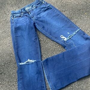 Paige  Manhattan High Waist Raw Hem Bootcut Jeans